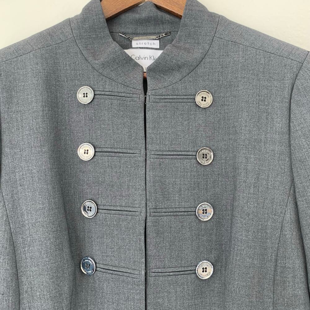NWT Calvin Klein Jacket Womens 12 Large Longline Charcoal Gray Careerwear Office - Picture 4 of 14